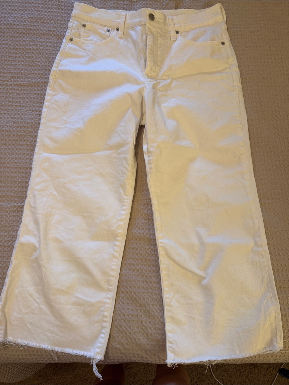 J. Crew Factory Women's White Ankle-Length Cropped Jeans